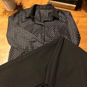 Black and white polka dot button down shirt